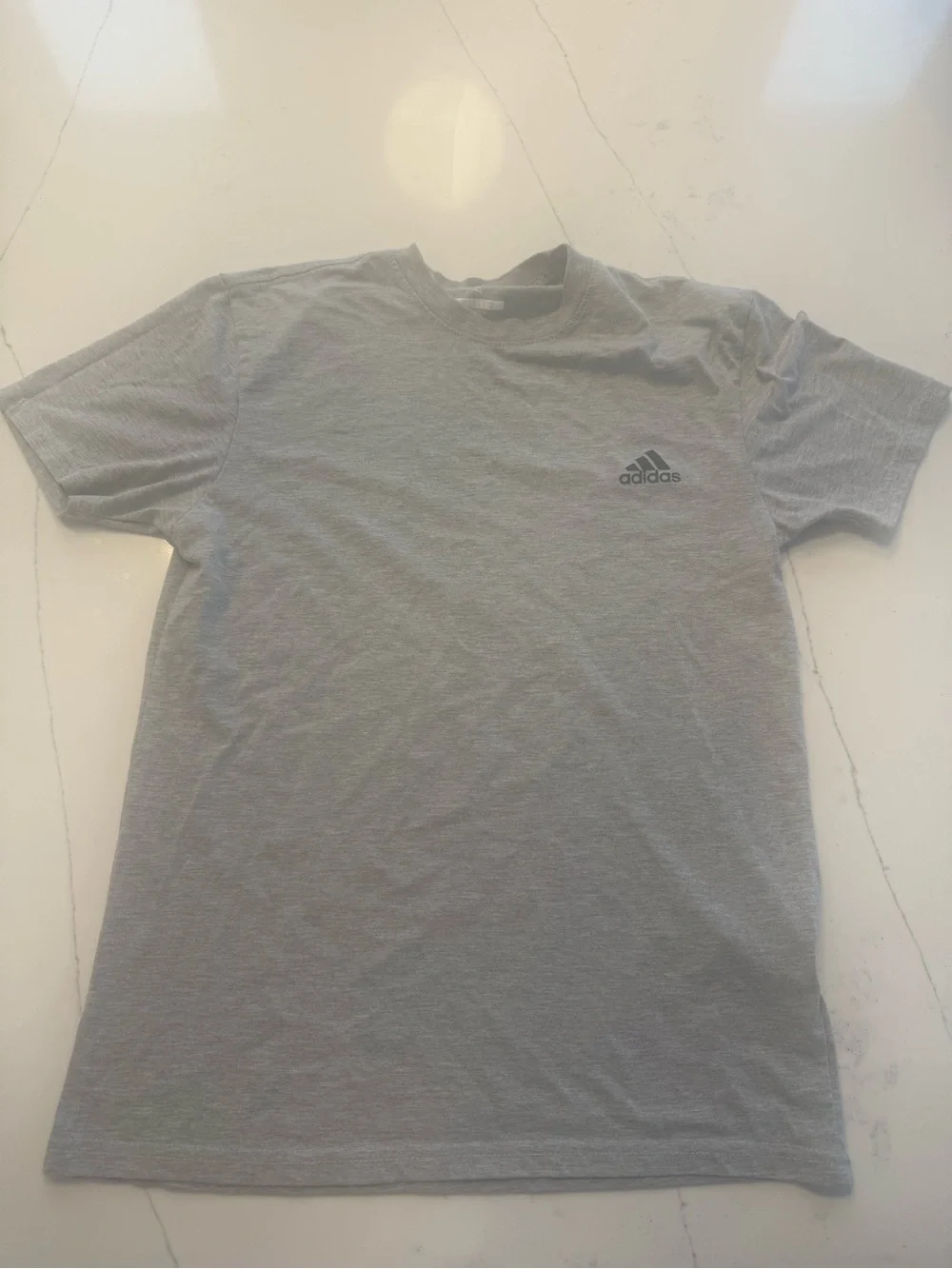 adidas Men’s Light Gray Crew Neck Logo Tee